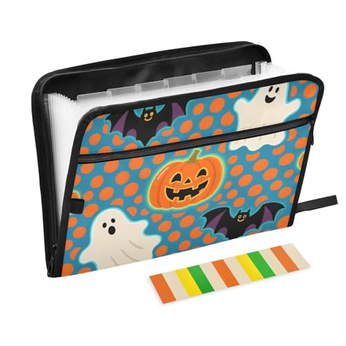 Dokumentenhüllen, Cartoon-Motiv, niedlich, Halloween, Punkte, erweiterbar, 13 Fächer, A4, Briefgröße mit Reißverschluss, für Büro-Papier-Aktenordner Dokumentenhüllen, Cartoon-Motiv, niedlich, Halloween, Punkte, erweiterbar, 13 Fächer, A4, Briefgröße mit Reißverschluss, für Büro-Papier-Aktenordner von KLL