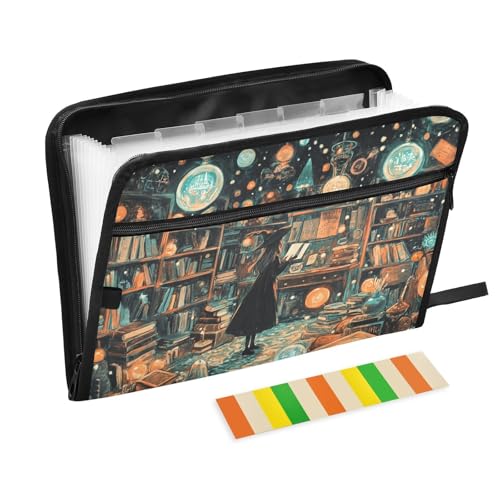 Dokumentenmappe, A4-Größe, Fächermappe mit Reißverschluss für Mediziner, Baustelle, verzaubertes Buch, Nook, Mystical Library Scholar Dokumentenmappe, A4-Größe, Fächermappe mit Reißverschluss für Mediziner, Baustelle, verzaubertes Buch, Nook, Mystical Library Scholar von KLL