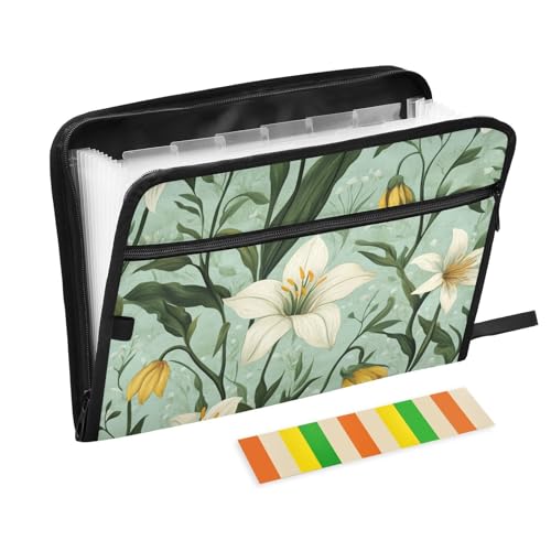 Dokumentenmappe, Frühlingsblumen, erweiterbar, 13 Fächer, A4, Briefgröße mit Reißverschluss, für Papiere, Ordner mit Trennwänden, Grün Dokumentenmappe, Frühlingsblumen, erweiterbar, 13 Fächer, A4, Briefgröße mit Reißverschluss, für Papiere, Ordner mit Trennwänden, Grün von KLL