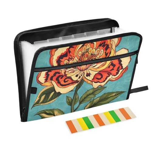 Dokumentenmappe im Retro-Stil, Blumenmuster, 13 Taschen, A4, Briefgröße mit Reißverschluss, für Zuhause, Büro, Akkordeon-Aktenordner, Para Guardar Dokumentenmappe im Retro-Stil, Blumenmuster, 13 Taschen, A4, Briefgröße mit Reißverschluss, für Zuhause, Büro, Akkordeon-Aktenordner, Para Guardar von KLL