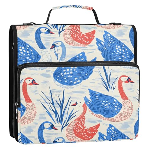Dokumentenmappe mit 3 Ringen, 3,8 cm, mit extra Taschen und Gurt, mehrere Taschen, Dokumentenordner für Schule und Büro, Rot / Blau Dokumentenmappe mit 3 Ringen, 3,8 cm, mit extra Taschen und Gurt, mehrere Taschen, Dokumentenordner für Schule und Büro, Rot / Blau von KLL