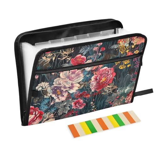 Dokumentenmappe mit Quasten, Vintage-Blumenmuster, mit Taschen, 13 Taschen, A4, Briefgröße mit Reißverschluss, für Bürobedarf, Aktenordner, Carpeta de Dokumentenmappe mit Quasten, Vintage-Blumenmuster, mit Taschen, 13 Taschen, A4, Briefgröße mit Reißverschluss, für Bürobedarf, Aktenordner, Carpeta de von KLL