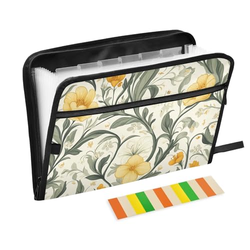 Dokumentenmappe mit Vintage-Blumenmuster, 13 Fächer, A4, Briefgröße mit Reißverschluss, für Bürobedarf, Ordner mit Verschluss, Para-Guardar Dokumentenmappe mit Vintage-Blumenmuster, 13 Fächer, A4, Briefgröße mit Reißverschluss, für Bürobedarf, Ordner mit Verschluss, Para-Guardar von KLL