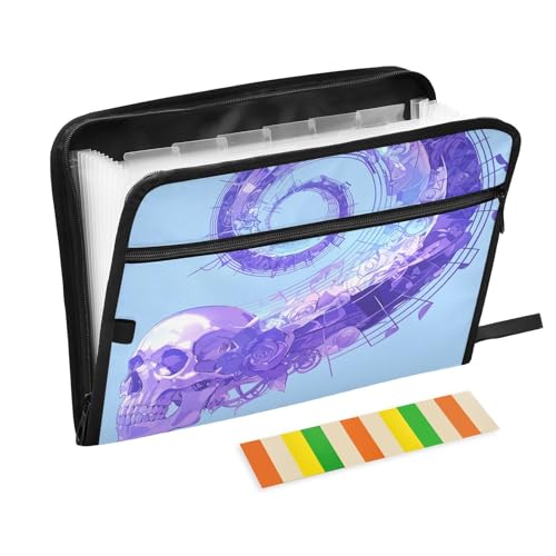 Dokumentenmappe mit abstraktem Skelett, Musiknoten, 13 Taschen, A4, Briefgröße mit Reißverschluss, für Büro, Fächermappe, Jacken, Para Guardar Documentos von KLL