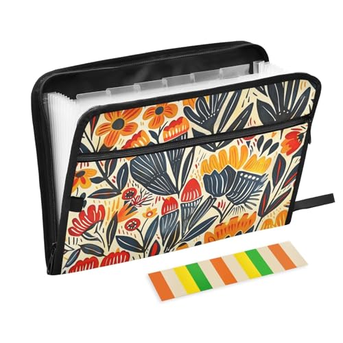 Dokumentenmappe mit bunten Blumen, 13 Fächern, A4, Briefgröße mit Reißverschluss, für Zuhause, Büro, Reisen, erweiterbare Mappe, Carpetas de von KLL