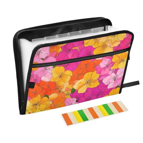 Dokumentenmappe mit mehreren Blumen, 13 Fächer, A4, Briefformat, mit Reißverschluss, für Geschäft, Aktenordner Dokumentenmappe mit mehreren Blumen, 13 Fächer, A4, Briefformat, mit Reißverschluss, für Geschäft, Aktenordner von KLL