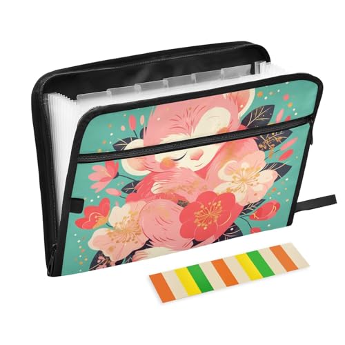 Dokumentenmappe mit niedlichem Affenmotiv, 13 Taschen, A4, Briefgröße mit Reißverschluss, für Papiere, Fächermappe, Carpetas de von KLL