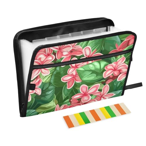 Dokumentenmappe mit rosa Blumen und grünen Blättern, 13 Taschen, A4, Briefgröße mit Reißverschluss, für Büro, erweiterbarer Ordner mit Trennwänden, Para Guardar Documentos Dokumentenmappe mit rosa Blumen und grünen Blättern, 13 Taschen, A4, Briefgröße mit Reißverschluss, für Büro, erweiterbarer Ordner mit Trennwänden, Para Guardar Documentos von KLL