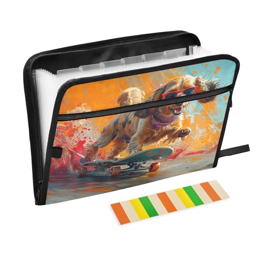 Dokumentenmappe mit verspieltem Dackel-Motiv, Retro-Stil, Street-Stil, erweiterbar, 13 Taschen, A4, Briefgröße mit Reißverschluss, für Zuhause, Büro, Reisen, Aktenordner Dokumentenmappe mit verspieltem Dackel-Motiv, Retro-Stil, Street-Stil, erweiterbar, 13 Taschen, A4, Briefgröße mit Reißverschluss, für Zuhause, Büro, Reisen, Aktenordner von KLL