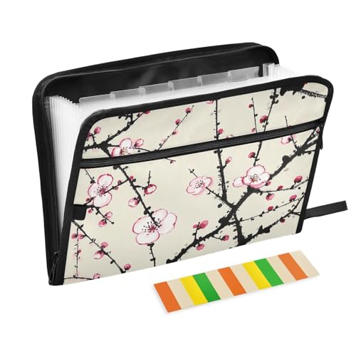 Dokumentenmappen für chinesische Tintenmalerei, Kunst, Blumen, 13 Taschen, A4, Briefgröße mit Reißverschluss, zur Aufbewahrung von Dokumenten, Organizer mit Tasche Dokumentenmappen für chinesische Tintenmalerei, Kunst, Blumen, 13 Taschen, A4, Briefgröße mit Reißverschluss, zur Aufbewahrung von Dokumenten, Organizer mit Tasche von KLL