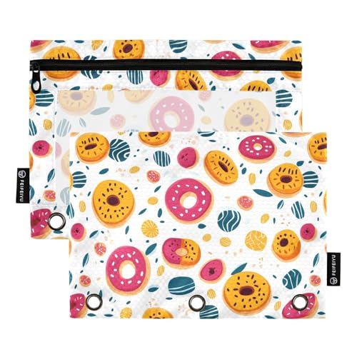 Donuts Ringe Binder Taschen 3 Loch Locher Binder für 3 Ringe Ordner mit 3 Löchern für Kinder Schreibwaren Zubehör von KLL