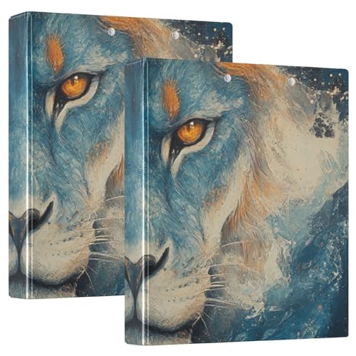 Drei-Ring-Binder 3,5 cm Blau Cool Löwe Ölgemälde mit Klemmbrett 1/2 Packungen Ordner für Schule 200 Blatt 2 Stück Drei-Ring-Binder 3,5 cm Blau Cool Löwe Ölgemälde mit Klemmbrett 1/2 Packungen Ordner für Schule 200 Blatt 2 Stück von KLL