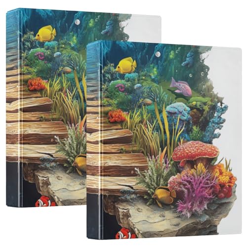 Drei-Ring-Ordner, 3,5 cm, 3D-Loch, weiße Wand, Unterwasserlandschaft mit Taschen, 1/2 Packung Ordner, Schulordner, 200 Blatt, 2 Stück Drei-Ring-Ordner, 3,5 cm, 3D-Loch, weiße Wand, Unterwasserlandschaft mit Taschen, 1/2 Packung Ordner, Schulordner, 200 Blatt, 2 Stück von KLL