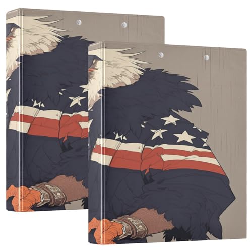 Drei-Ring-Ordner, 3,8 cm, Cartoon, cooler König, Geier, Vogel, patriotisches Farbschema mit Tascheneinband, 1/2er-Pack, Schulbedarf, Hardcover, 2 Stück Drei-Ring-Ordner, 3,8 cm, Cartoon, cooler König, Geier, Vogel, patriotisches Farbschema mit Tascheneinband, 1/2er-Pack, Schulbedarf, Hardcover, 2 Stück von KLL