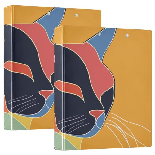 Drei-Ring-Ordner, 3,8 cm, abstrakte Katze, einfache Linien, mit Klemmbrett, 1/2er-Pack, Schulhefter, Hardcover, 2 Stück Drei-Ring-Ordner, 3,8 cm, abstrakte Katze, einfache Linien, mit Klemmbrett, 1/2er-Pack, Schulhefter, Hardcover, 2 Stück von KLL