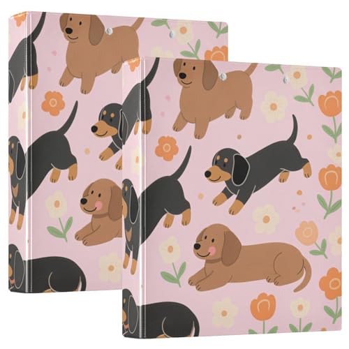 Drei-Ringbuch 1 und 1/2 Zoll Cartoon niedliche Dackel Hunde Blumen mit Innentaschen, 1/2 Pack Schulbedarf, 200 Blatt, 2 Stück Drei-Ringbuch 1 und 1/2 Zoll Cartoon niedliche Dackel Hunde Blumen mit Innentaschen, 1/2 Pack Schulbedarf, 200 Blatt, 2 Stück von KLL