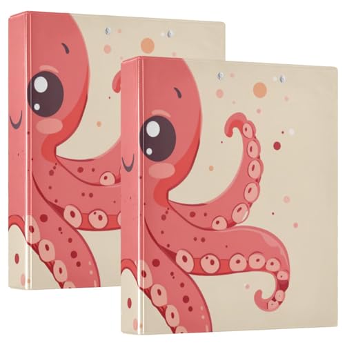 Drei-Ringbuch 3,8 cm, niedliches rotes Tiermeer mit Innentaschen, 1/2 Stück, für Briefgröße (27,9 x 21,6 cm), 200 Blatt, 2 Stück von KLL