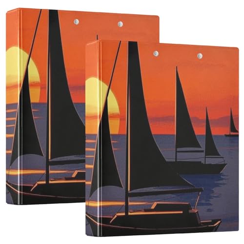 Drei-Ringbuch 3,8 cm Sonnenuntergang Boot Rot Blau mit Klemmbrett 1/2 Pack Schulbedarf Binder Hardcover 2 Stück Drei-Ringbuch 3,8 cm Sonnenuntergang Boot Rot Blau mit Klemmbrett 1/2 Pack Schulbedarf Binder Hardcover 2 Stück von KLL