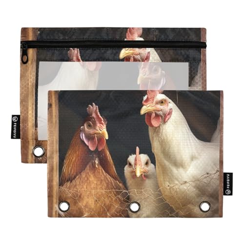 Ein Hühnerstall mit Hühnern und Hahnen, Ordnertaschen, 3-fach gelocht für Ringordner, Aufbewahrung mit drei Ringen für Bürobedarf Ein Hühnerstall mit Hühnern und Hahnen, Ordnertaschen, 3-fach gelocht für Ringordner, Aufbewahrung mit drei Ringen für Bürobedarf von KLL