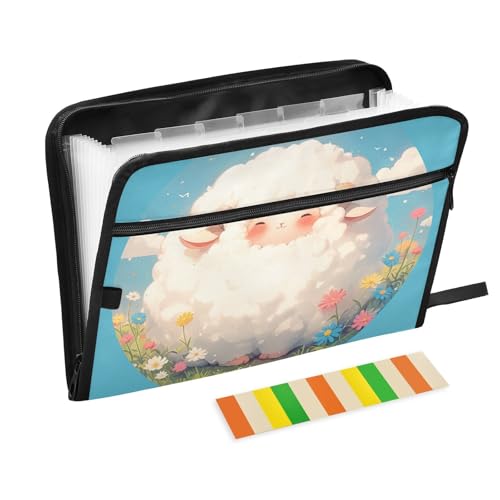 Einfache, niedliche Baby-Schaf-Hängemappe, erweiterbar, 13 Fächer, A4, Briefgröße mit Reißverschluss, für Zuhause, Büro, Reisen, Bürobedarf, Ordner, Organizer Einfache, niedliche Baby-Schaf-Hängemappe, erweiterbar, 13 Fächer, A4, Briefgröße mit Reißverschluss, für Zuhause, Büro, Reisen, Bürobedarf, Ordner, Organizer von KLL