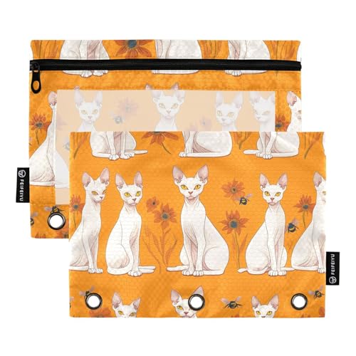 Energetic Sphynx Katzen Orange Ringe Ordner Tasche Dokumententasche für Ordner 3 Ringe mit 3 Ringen für Schule Büro Organizer von KLL