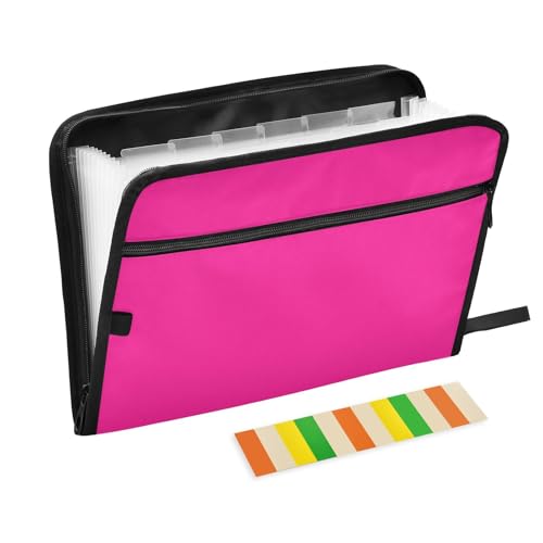 Erweiterbare Aktenordner, A4-Größe, Hängeregistraturtaschen mit Etikett, für Krankenpflege, Studenten, Krankenhaus, Neonrosa von KLL