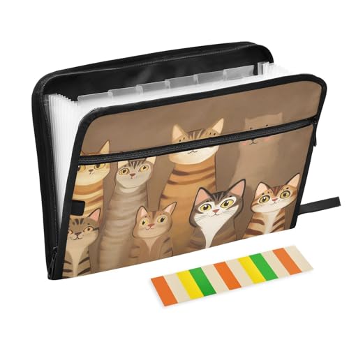 Erweiterbarer Aktenordner, A4-Größe, Hängemappe mit Trennwänden, für Physiotherapeuten, Auto Bengalcats, Braun von KLL