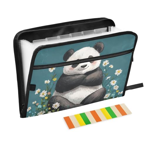 Erweiterbarer Aktenordner A4 Größe Organizer mit Ordnern mit Etikett für Krankenschwestern Küche Cartoon Panda Türkis von KLL