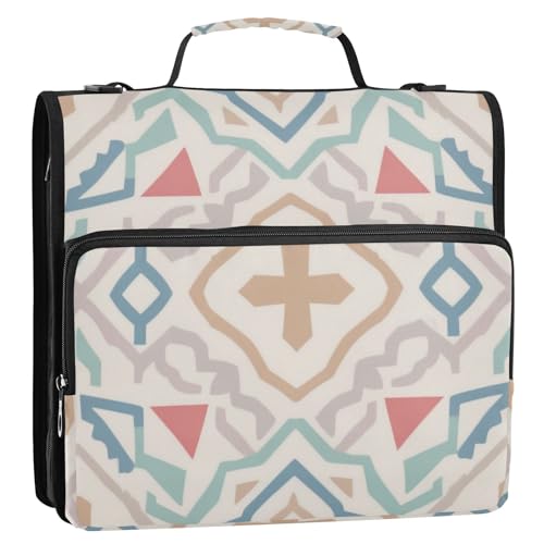 Exotische geometrische Dreiecke, 3 Ringe, 3,8 cm, Reißverschluss, Ordner-Organizer mit Griff und abnehmbarem Schultergurt, mehrere Taschen, Dokumenten-Aufbewahrungstasche für Mittelschüler, Gestor de von KLL