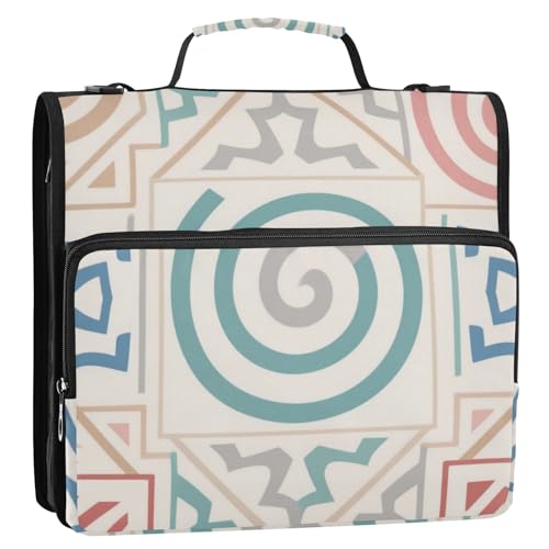 Exotische geometrische Kreise, 3,8 cm, 3 Ringe, Organizer mit Griff, mehrere Taschen, Dokumentenmappe, Organizer, geeignet für Mittelschule, Organisadores de Carteras von KLL