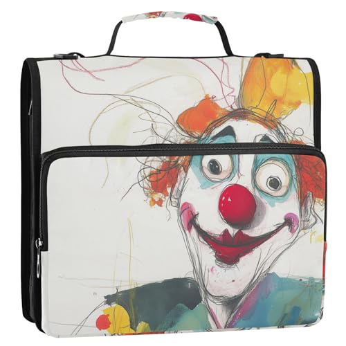 Exzentrischer Clown-Organizer mit 3 Ringen, 3,8 cm, mit Gurt, leicht zu transportieren, Dokumentenordner, Organizer für Schule und Büro, Organizador de la carpeta Exzentrischer Clown-Organizer mit 3 Ringen, 3,8 cm, mit Gurt, leicht zu transportieren, Dokumentenordner, Organizer für Schule und Büro, Organizador de la carpeta von KLL