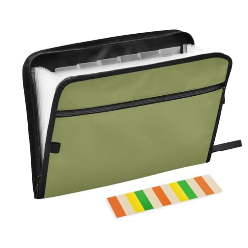 Fächermappe, A4, Organizer und Aufbewahrung mit Taschen für Krankenschwestern, Küche, Retro, Avocado-Grün von KLL
