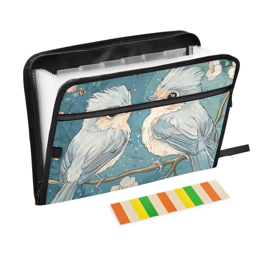 Fächermappe, A4-Größe, Akkordeon mit Taschen für Inspektoren, Krankenhaus, getuftete Meisen, Vögel von KLL