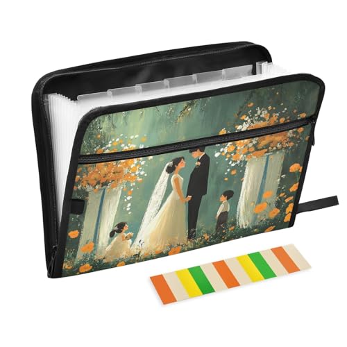 Fächermappe, A4-Größe, Fächermappe mit Taschen für Ingenieure, medizinische Referenz, Hochzeit, Garten, glückliche Braut, Bräutigam von KLL
