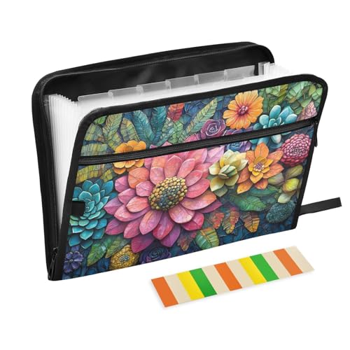 Fächermappe, A4-Größe, mehrere Fächer, mit Taschen für Krankenschwestern, Küche, Malerei, natürliches Laub, Blume von KLL