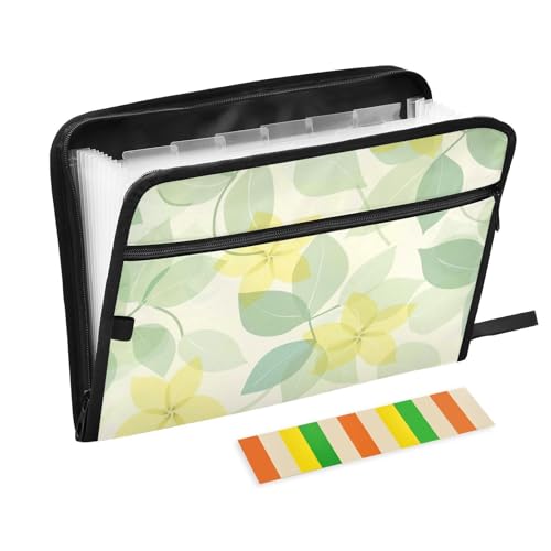 Fächermappe, milde und frische Blumen, Zitronengelb, Hellgrün, 13 Fächer, A4, Briefgröße mit Reißverschluss, für Bürobedarf, Aktenordner, Carpeta de Fächermappe, milde und frische Blumen, Zitronengelb, Hellgrün, 13 Fächer, A4, Briefgröße mit Reißverschluss, für Bürobedarf, Aktenordner, Carpeta de von KLL