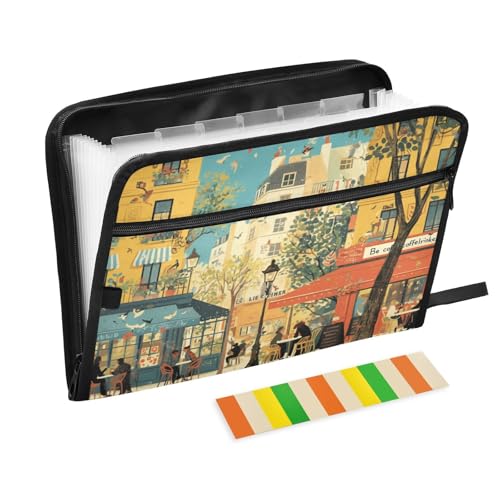 Fächermappe aus Kunststoff, A4-Format, mit Etikett, für Sanitäter, Baustellen, Outdoor, Café, Paris von KLL