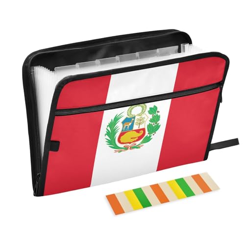 Fächermappe aus Peru-Papier, 13 Fächer, A4, Briefgröße mit Reißverschluss, für Business-Aktenordner mit Taschen, Para Guardar Documentos von KLL
