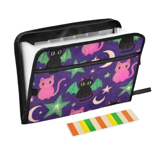 Fächermappe mit Halloween-Katzen, 13 Taschen, A4, Briefgröße mit Reißverschluss, für Papiere, Papiere, Organizer, Ordner, Carpetas de von KLL
