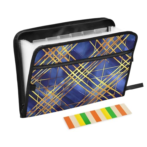 Fächermappe mit Trennwänden, 13 Fächern, A4, mit Reißverschluss, für Papiere, Aktenordner, Jacken, Organizer, Blau und Gold Fächermappe mit Trennwänden, 13 Fächern, A4, mit Reißverschluss, für Papiere, Aktenordner, Jacken, Organizer, Blau und Gold von KLL