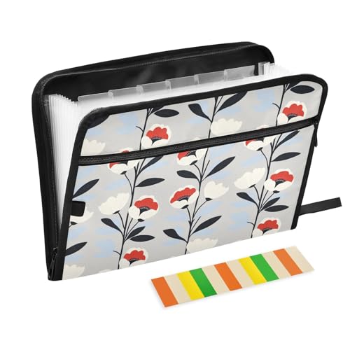 Fächermappe mit floralem Muster, minimalistischer Stil, 13 Taschen, A4, Briefgröße mit Reißverschluss, für Bürobedarf, Ordner mit Tasche, carpeta de von KLL