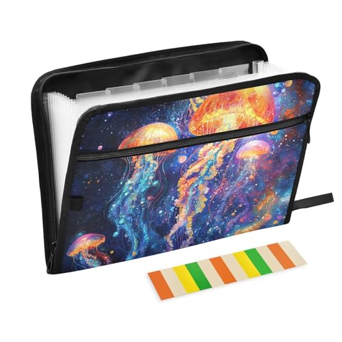 Fächermappe mit getönten Quallen, erweiterbar, 13 Taschen, A4, Briefgröße mit Reißverschluss, für Papiere, Aktenordner, Carpetas de von KLL