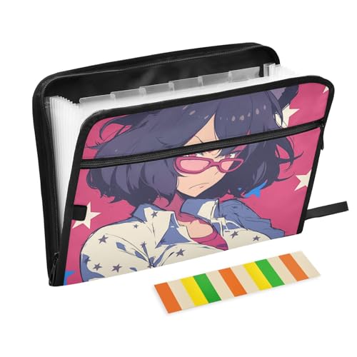 Fächermappe mit niedlichem Cartoon-Animations-Motiv, Magenta, 13 Fächer, A4, Briefgröße mit Reißverschluss, für Zuhause, Büro, Reisen, erweiterbarer Aktenordner Fächermappe mit niedlichem Cartoon-Animations-Motiv, Magenta, 13 Fächer, A4, Briefgröße mit Reißverschluss, für Zuhause, Büro, Reisen, erweiterbarer Aktenordner von KLL