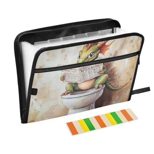 Fächermappe zum Aufhängen, A4-Format, mit Taschen für medizinische Krankenpflege, niedlicher Drache, Vintage, Toilette, Lesen, Zeitung von KLL