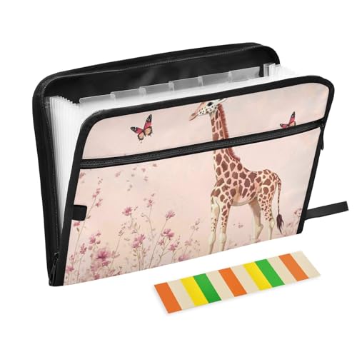 Fächermappen, A4-Größe, mit Taschen, für Schule, Cartoon, Giraffe, Rouge von KLL