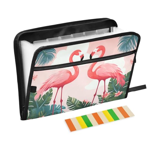 Fächermappen, Dschungel-Flamingos, Pfirsichfarben, 13 Fächer, A4, Briefgröße mit Reißverschluss, für Papiere, Aktenordner, Jacke, Carpeta de Fächermappen, Dschungel-Flamingos, Pfirsichfarben, 13 Fächer, A4, Briefgröße mit Reißverschluss, für Papiere, Aktenordner, Jacke, Carpeta de von KLL