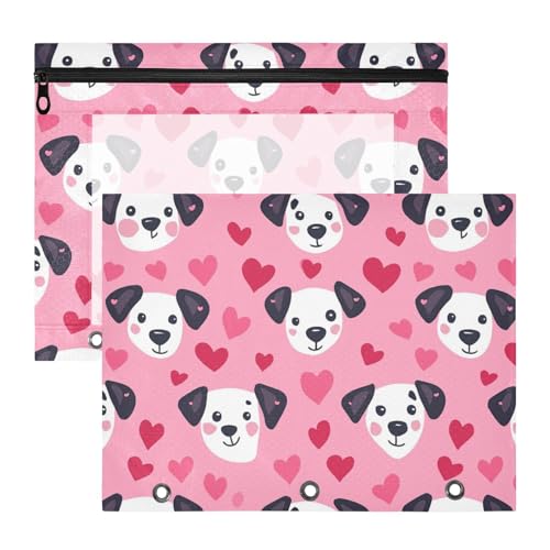 Federmäppchen, 3 Löcher, 3 Löcher, Tasche für 3 Ringe, 2 Stück, Studenten, Schulanfang, süßer Hund, Valentinstag von KLL