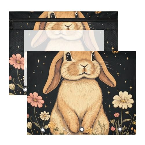 Federmäppchen, 3 Löcher, 3 Ringe, Tasche für 3 Ringe, 2 Stück, Lehrer, College, Zubehör, Cartoon, niedlich, lustig, Hasenohren, 2 Stück Federmäppchen, 3 Löcher, 3 Ringe, Tasche für 3 Ringe, 2 Stück, Lehrer, College, Zubehör, Cartoon, niedlich, lustig, Hasenohren, 2 Stück von KLL