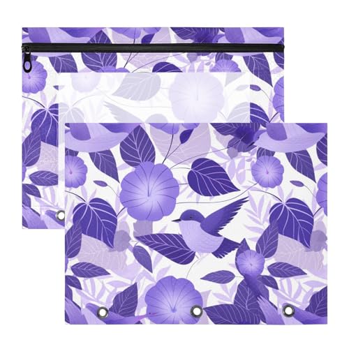 Federmäppchen, 3 Löcher, Kunststoff, Ordner für 3 Ringe, 2 Stück, Studenten, Klassenzimmer, Zubehör, Cartoon, Lila, Morning Glory Blumen, Vögel Federmäppchen, 3 Löcher, Kunststoff, Ordner für 3 Ringe, 2 Stück, Studenten, Klassenzimmer, Zubehör, Cartoon, Lila, Morning Glory Blumen, Vögel von KLL