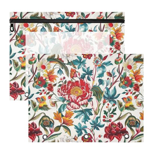 Federmäppchen, 3 Löcher, Taschenordner für A4-Papier, Briefe, 2 Stück, Studenten, Büro, lebendige Blumen-Designs Federmäppchen, 3 Löcher, Taschenordner für A4-Papier, Briefe, 2 Stück, Studenten, Büro, lebendige Blumen-Designs von KLL